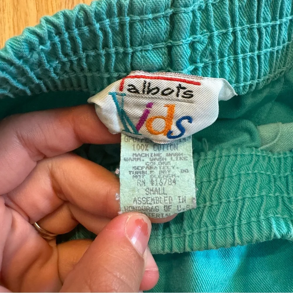 Vintage Talbots Kids Teal‎ Cotton Elastic Waist Shorts Size Small Style 902
